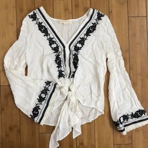 White Lovestitch Long Sleeve Blouse